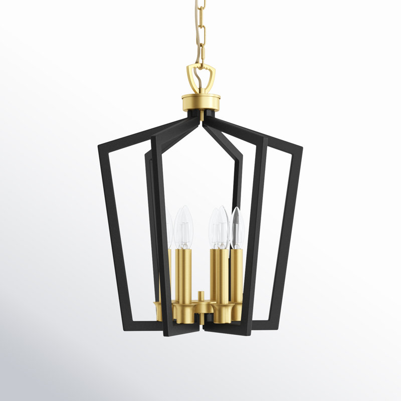 Lustre géométrique en acier 6 lumières Bowen, Zinc vieilli / laiton satiné