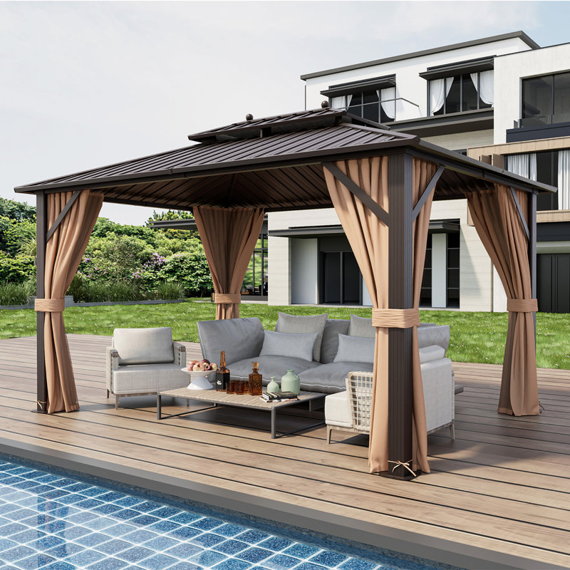 13 pi. L 10 pi. D Pavillon de jardin en aluminium