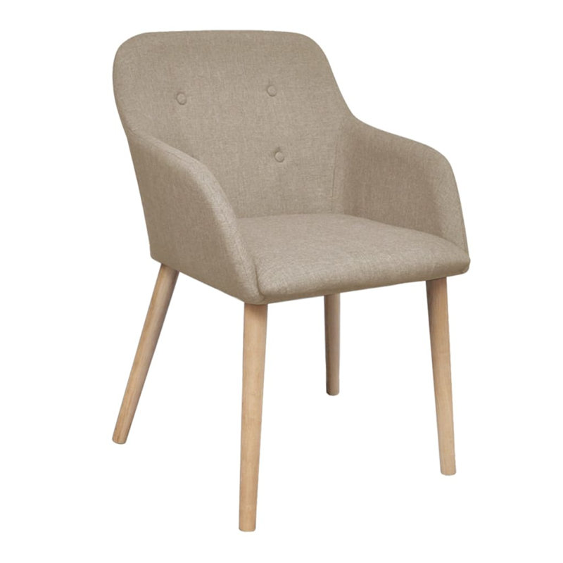 Fauteuil rembourré en tissu capitonné Bastow, Beige