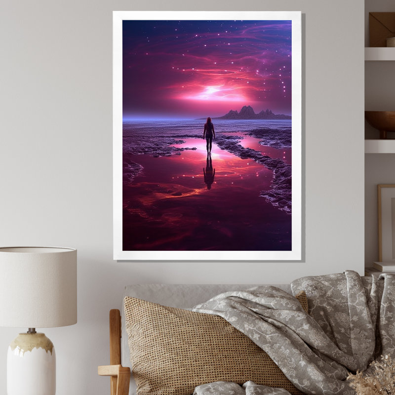 «Ocean Sunset Wandering Pink Bliss Infinity», reproduction, Cadre photo blanc, H 20 po x l 12 po x P 1 po