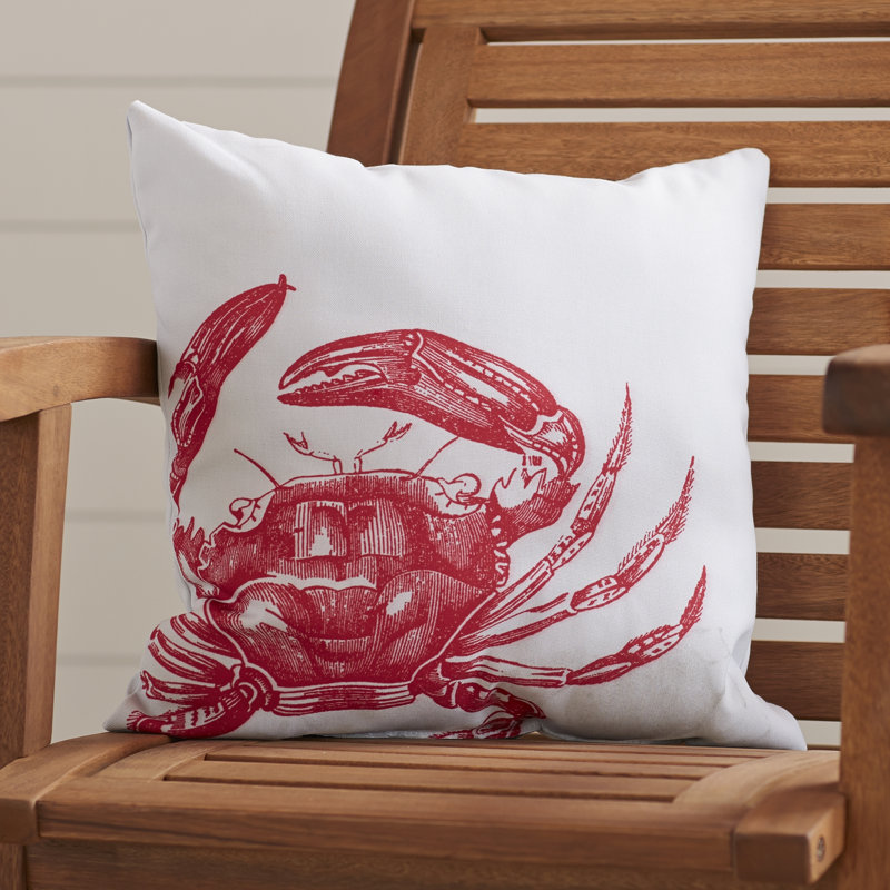 Rain Charming Crab Indoor/Outdoor Throw Pillow, 26" W x 26" D