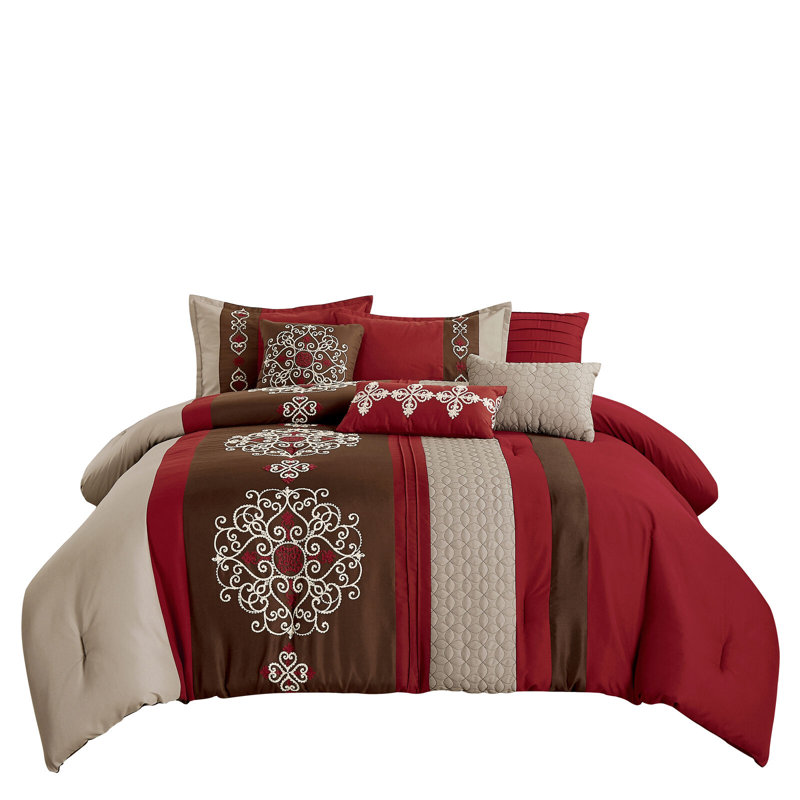 Polyester Comforter, Queen Comforter, Red/Brown