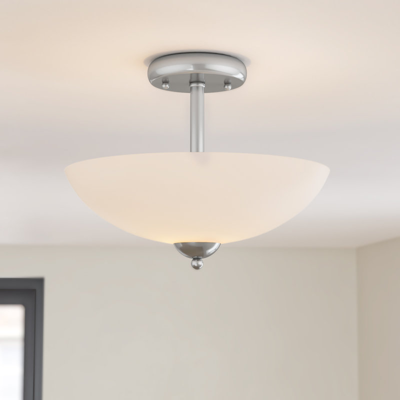 Fudo Semi Flush Mount, Satin Nickel