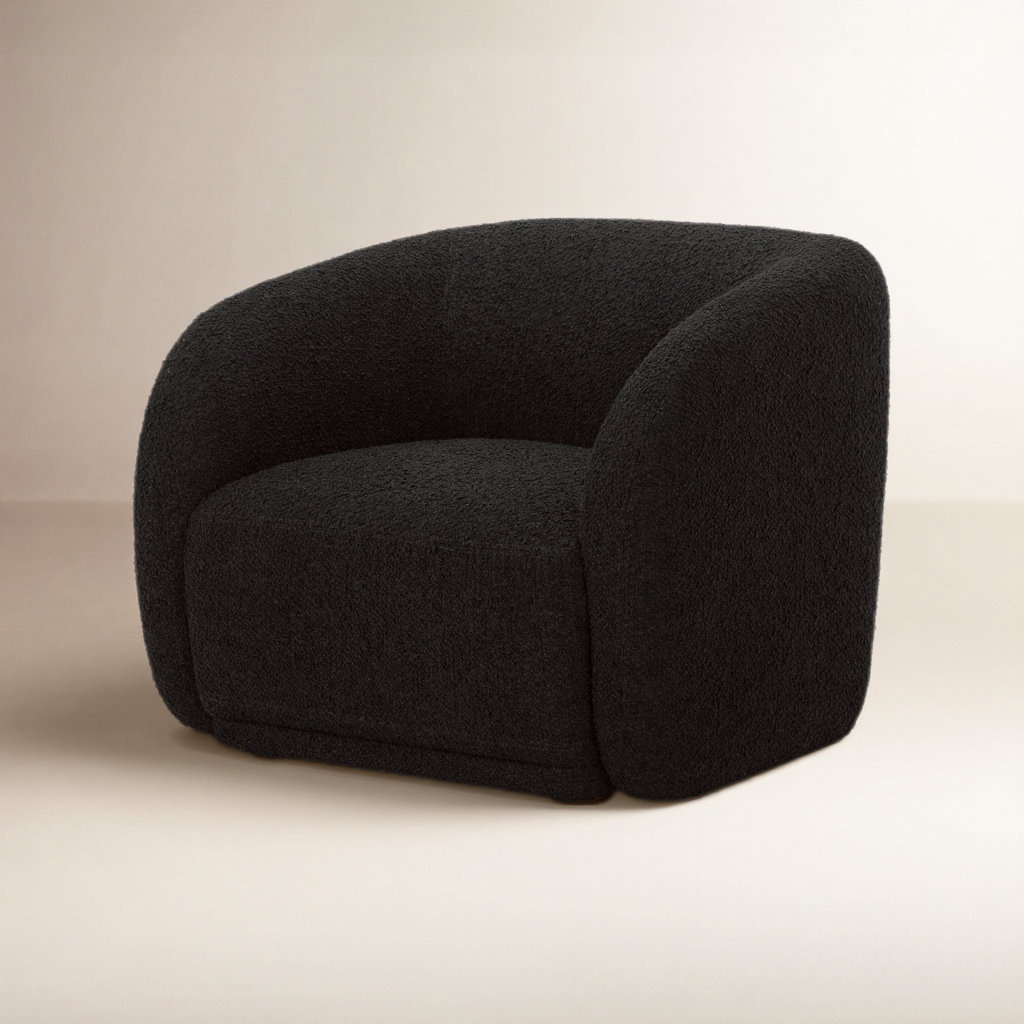 Penelope Barrel Armchair, Black Boucle