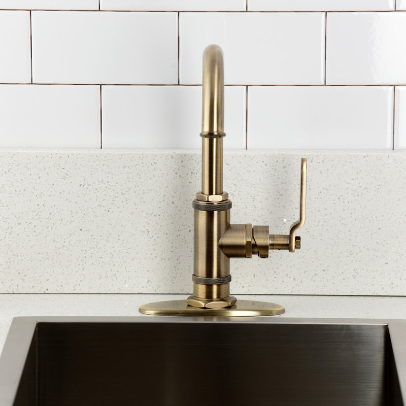 Kingston Brass Whitaker Single-Handle 1-Hole Deck Mount Bar Faucet, Antique Brass