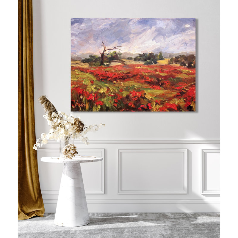 Blaze of Poppies - Artist Enhanced Canvas Print, Brown Framed Canvas, 31.5" H x 41.5" W x 1.75" D