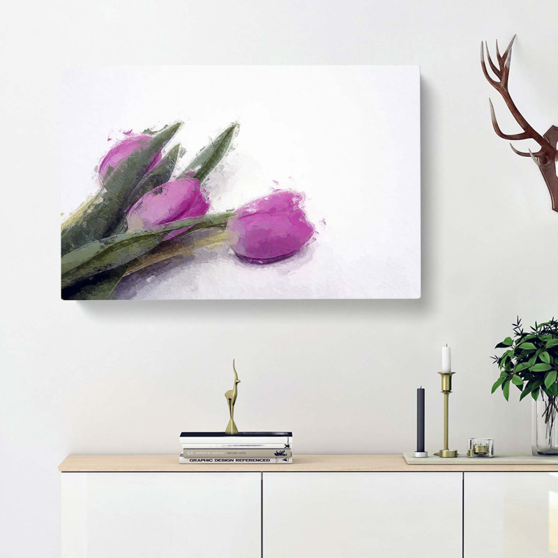 Lilac Tulip Flowers In Abstract - Wrapped Canvas, 50cm H x 76cm W x 3cm D