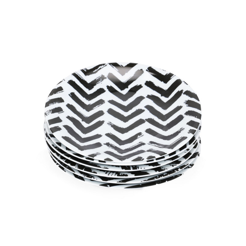 Ensemble d'assiettes à dessert 6 pièces, Noir mat / blanc