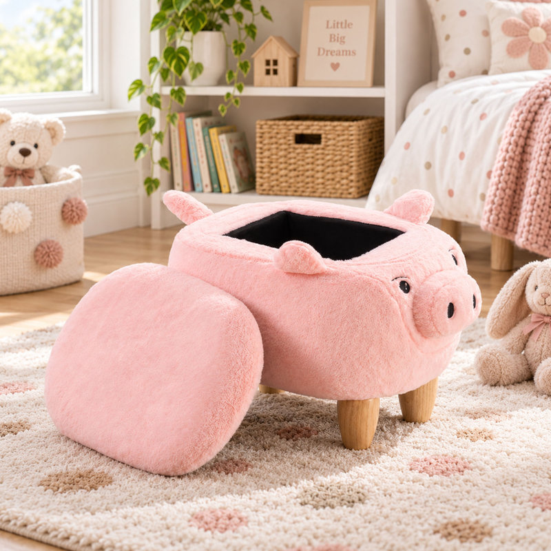 Upholstered Fabric Storage Footstool