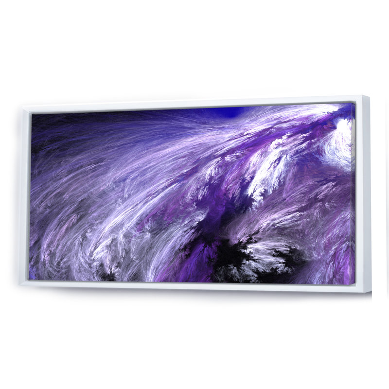Galaxie mauve, tempête hivernale - Impression sur toile, H 28 po x l 60 po x P 1,5 po, Cadre blanc