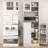 66.5" Pantry Cabinet , Freestanding Kitchen Storage, 8 Door Shelves With , Adjustable, White For Dining And Adjustable Shelves. White. Practical Storage Room. Versatile Cabinetry
