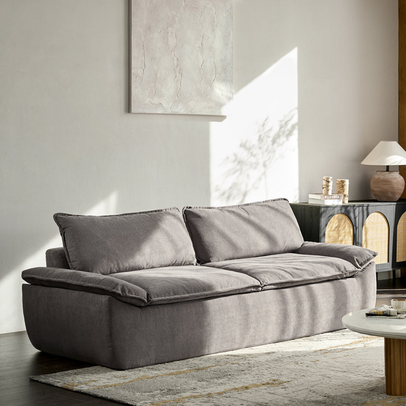 Padillo Boneless 89.75" W All-Foam Sofa with Removable Back Cushions, Gray