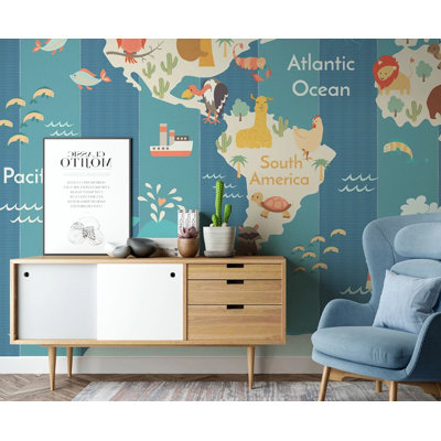Non-Pasted Geometric Wall Mural