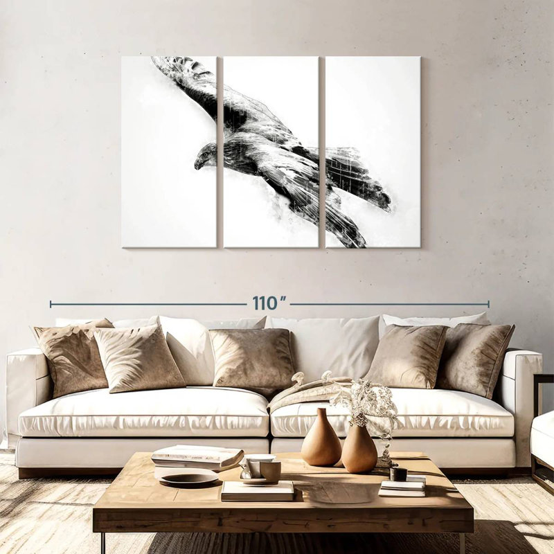 Brampt Hawk Black And White, 48" H x 74" W