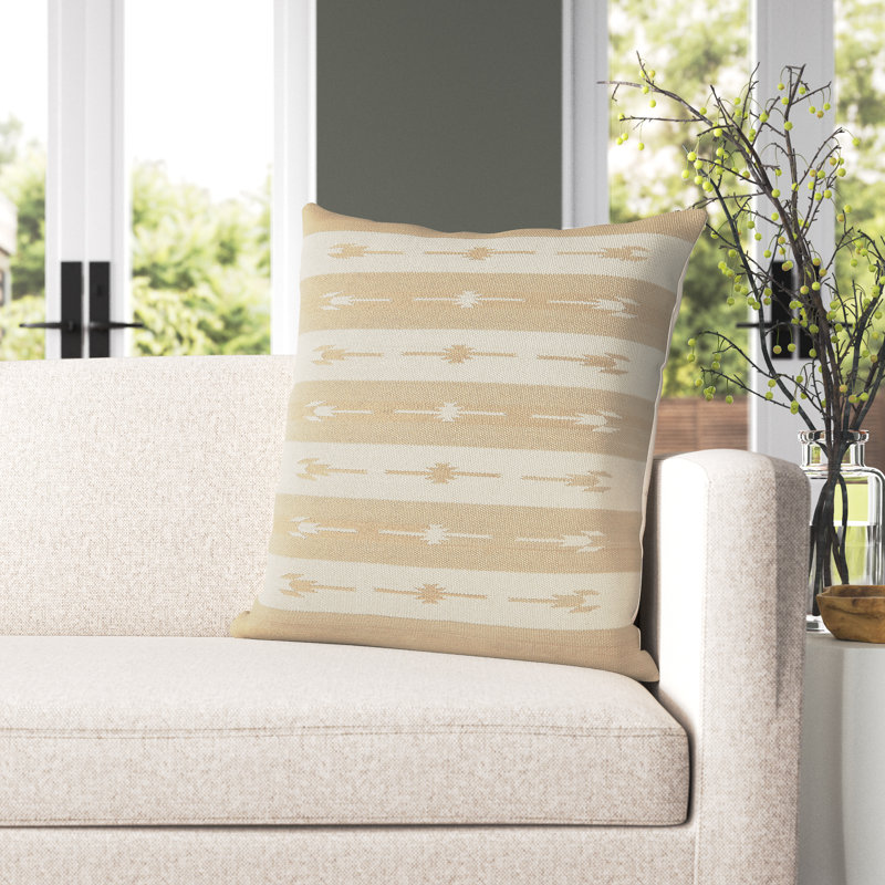 Coussin 100% coton Estela, Taupe/crème, Housse de coussin seulement - sans coussin