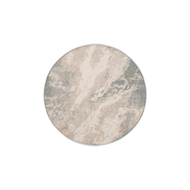 Tapis beige lavable à la machine, Rond 8 pi