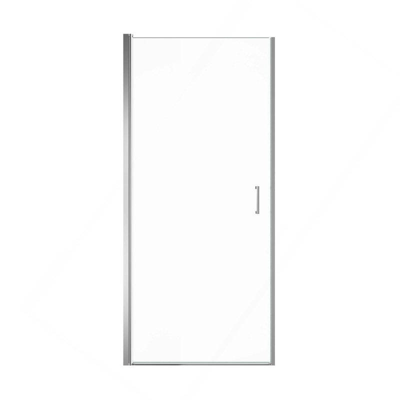 Porte de douche pivotante semi-sans cadre avec installation réversible et conception étanche, L 32 po x H 72 po