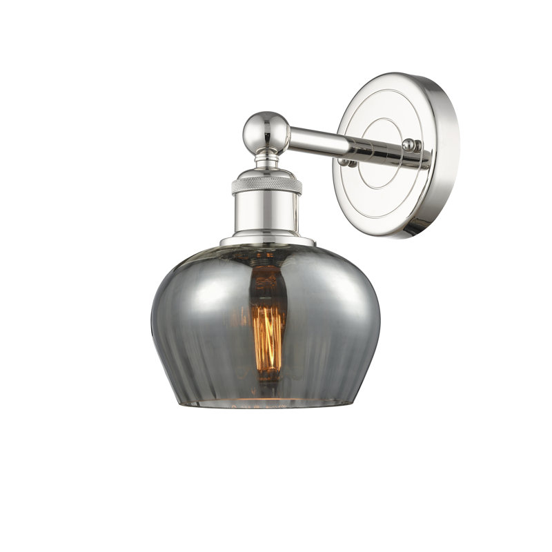 Canute Armed Sconce, Plated Smoke, Polished Nickel