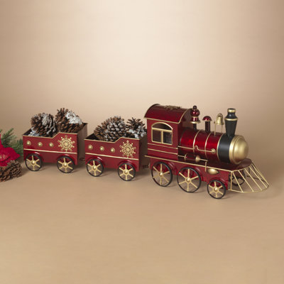 Décoration de train 33,86 "en métal pour fêtes de Noël pour manteaux, tables et tablettes