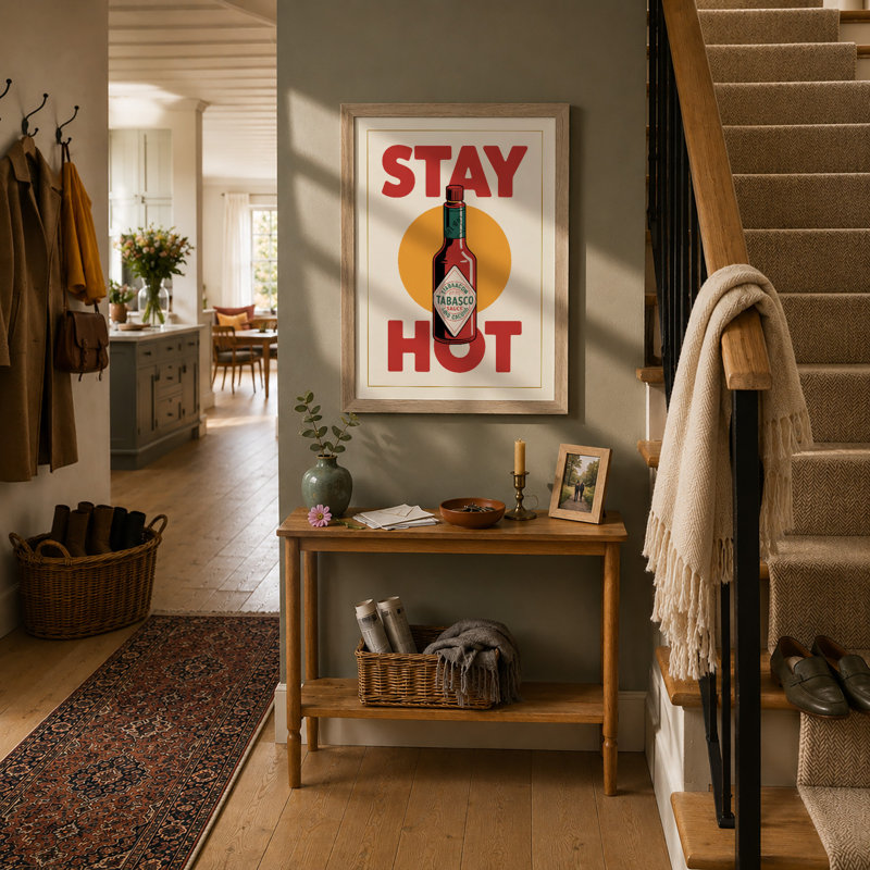 Stay Hot Retro - Framed Print, A1 - 84.1 x 59.4 cm, Oak