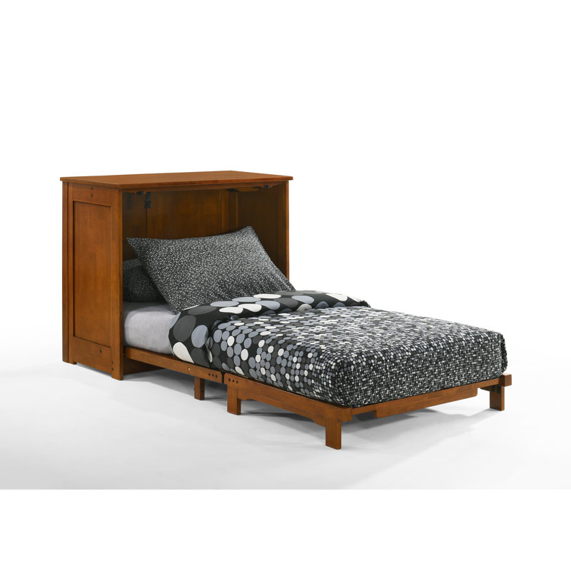 Lit escamotable avec rangement bas Issabella, Simple, Cerisier