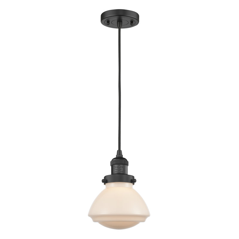 Luminaire suspendu simple à 1 lumière Chesterville, Ampoule DEL 6 watts Vinage, Noir mat, Blanc mat