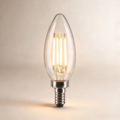 Ampoules candélabres à DEL à filament variable B11, ampoule de lustre équivalente 60W, petite base E12 4,5W 500LM 2700K blanc chaud, lumières de bougie rétro en verre transparent, 120V, paquet de 6