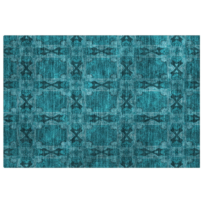 Premium Machine Washable Dream Shag ADS564 Panel Rug, Teal, 2'6" x 3'10"