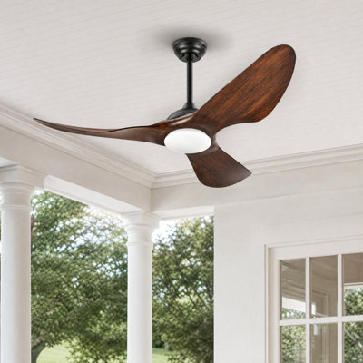 Malverne 52" 3-Blade Modern Farmhouse Wet-Rated Outdoor Ceiling Fan with Remote