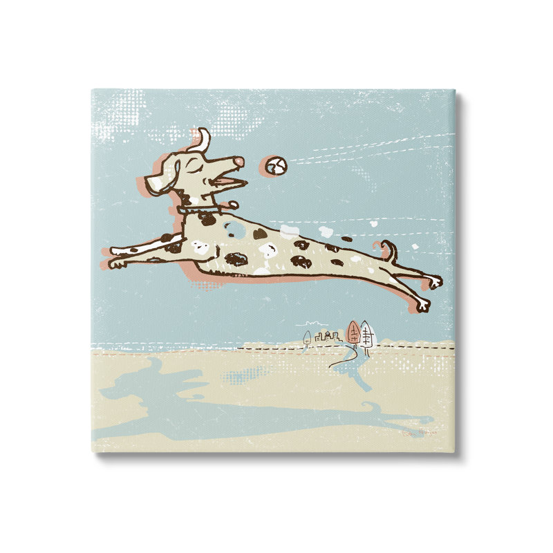 Design d'art moderne sur toile, "Modern dog jouer" par Peter Horjus, H 17 po x l 17 po x P 1,5 po