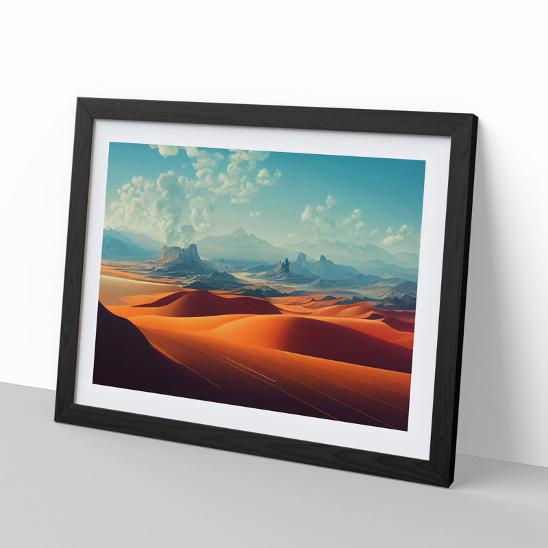Pleasing Mountain Landscape 1 Piece Single Picture Frame Wall Art, 34cm H x 46cm W x 2cm D, Black Framed