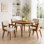 Ensemble de 4 fauteuils de salle à manger rembourrés en similicuir de style Mid-Century, cadre en bois pour la salle à manger, la cuisine et le salon