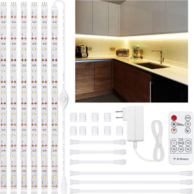 6-Pieces 20" LED Strip Light Bars with Remote Control Cuttable for Cabinet Mirror