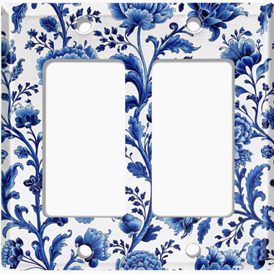 Couvercle de plaque d'interrupteur en métal; Fauteuil à bascule GFI de taille 2 US - image imprimée d'un motif floral en porcelaine