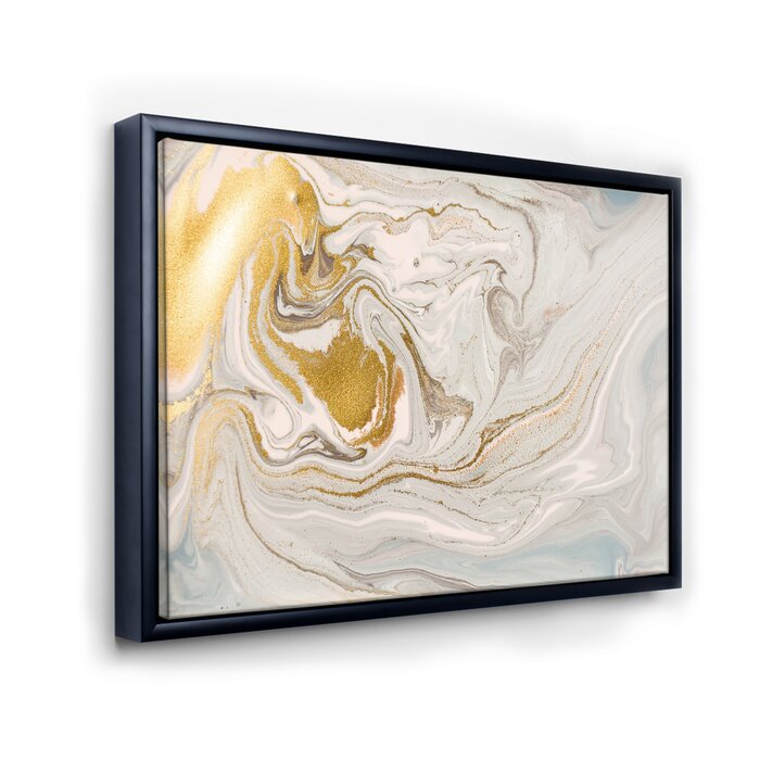 Etta Avenue™ Pastel And Gold Glitter Marble Framed On Canvas Painting ...