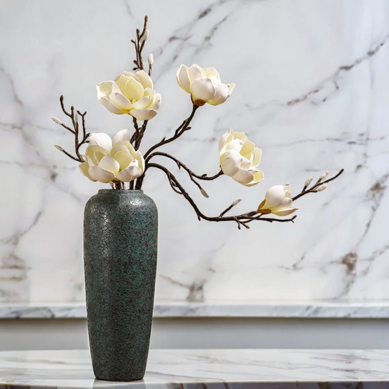 Fleurs, vases, décorations simulés, Blanc