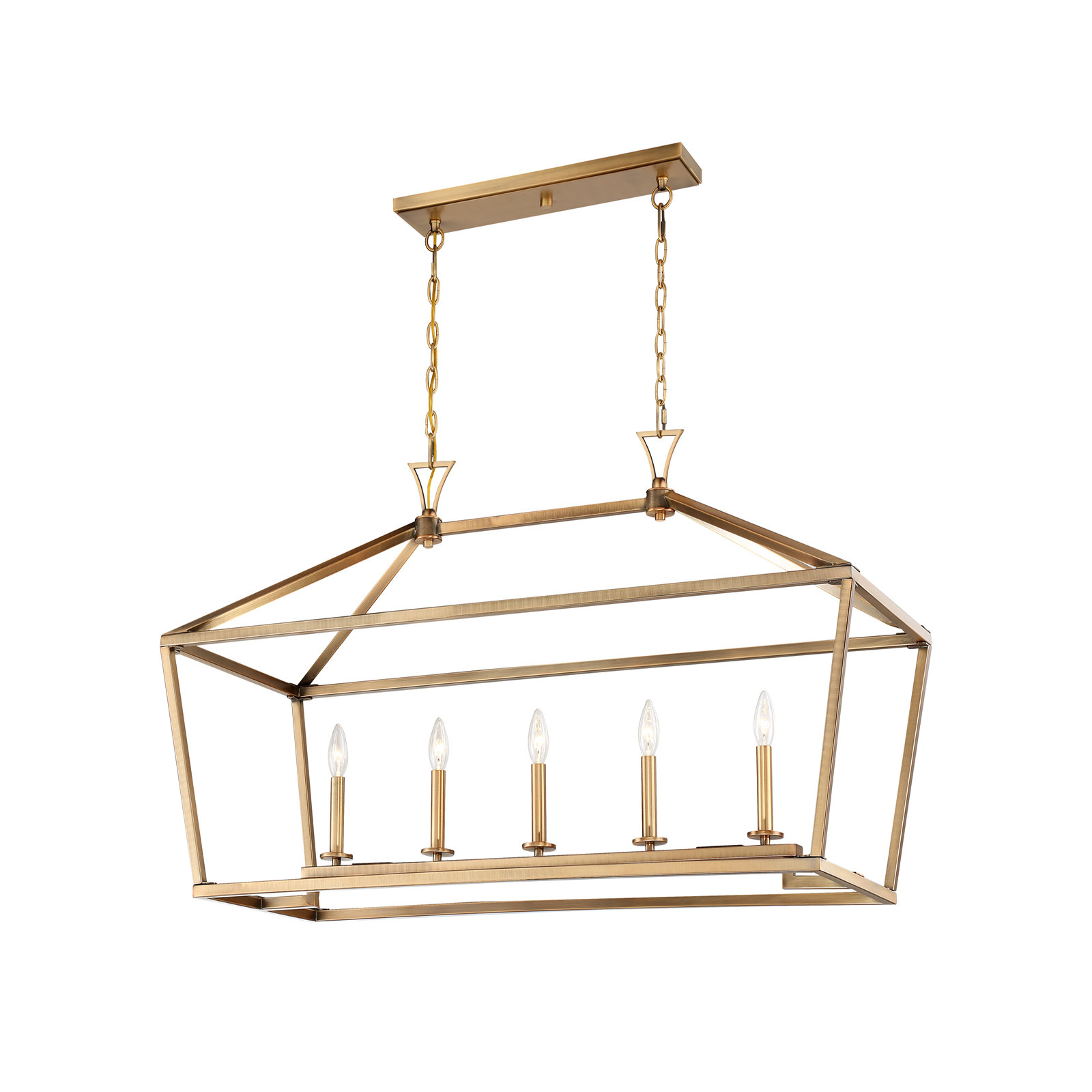 Hastings 5 Light Dimmable Pendant, Warm Brass, 23.5" H x 44" W x 16" D