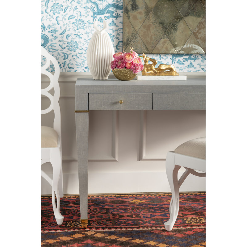 Claudette Writing Desk, Gray/Brass