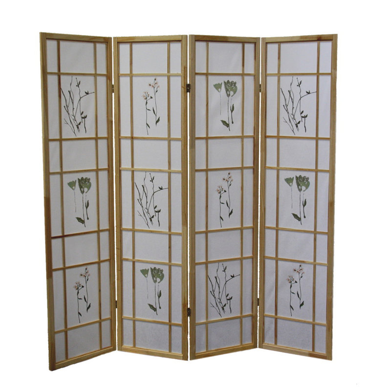 Cloison 70 "à 4 panneaux / cloison" Shoji ", H 70 po x l 60 po x P 10 po, Cerisier