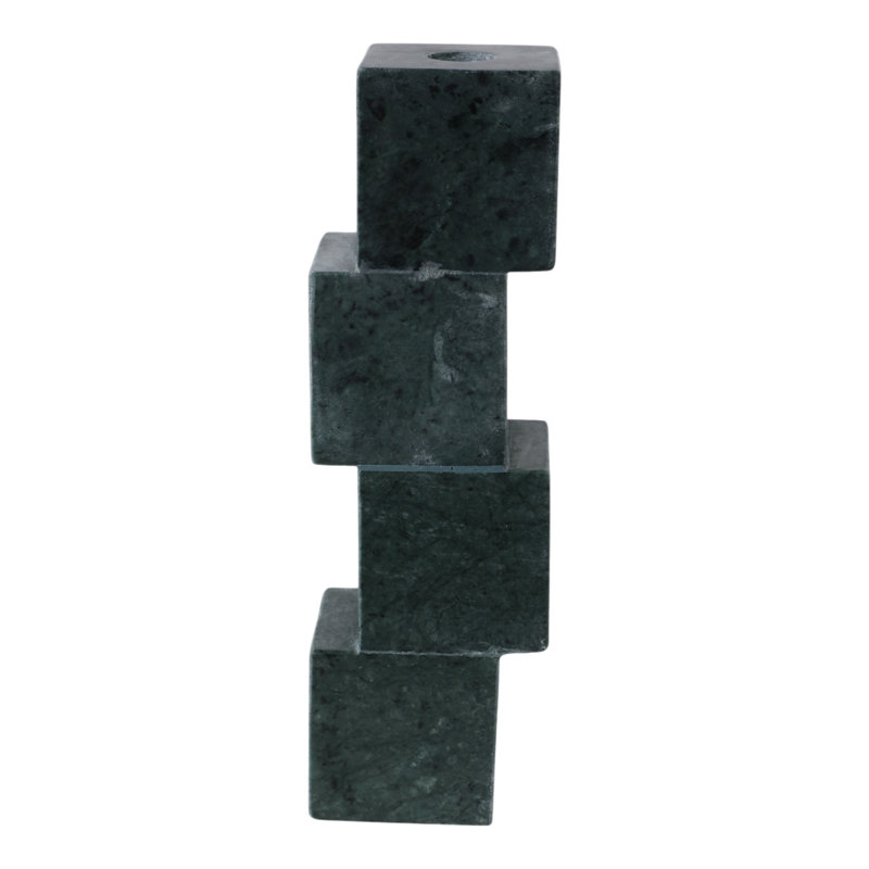 Modern Geometric Stacked Marble Taper Candle Holder - Contemporary Stone Decorative Accent for Home Decor and Tabletop Styling.