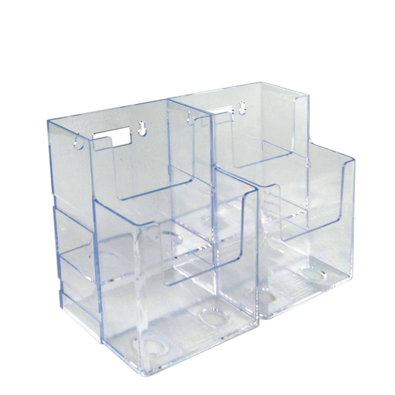 Two-Tier Four-Pocket Trifold Brochure Holder, 2-Pack