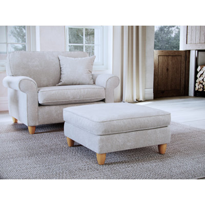 Clarkfield Slub Chenille Upholstered Footstool