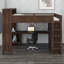 Lit mezzanine avec garde-robe intégrée, bureau et tête de lit avec rangement, solution complète pour économiser de l'espace-598426272