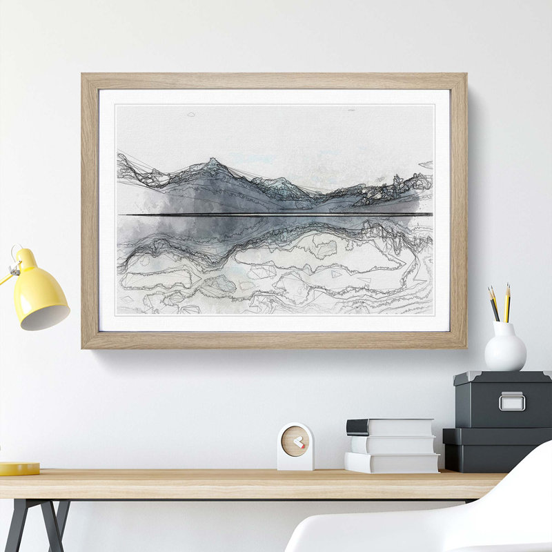 Lake McDonald Montana in Abstract - Picture Frame Graphic Art Print, 48cm H x 65cm W x 2cm D, Oak Framed
