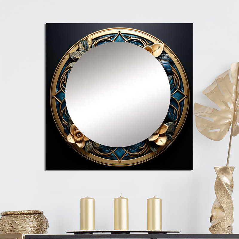 Larrell - Grand miroir mural carré abstrait Botanicals pour chambre à coucher, 23 po x 23 po