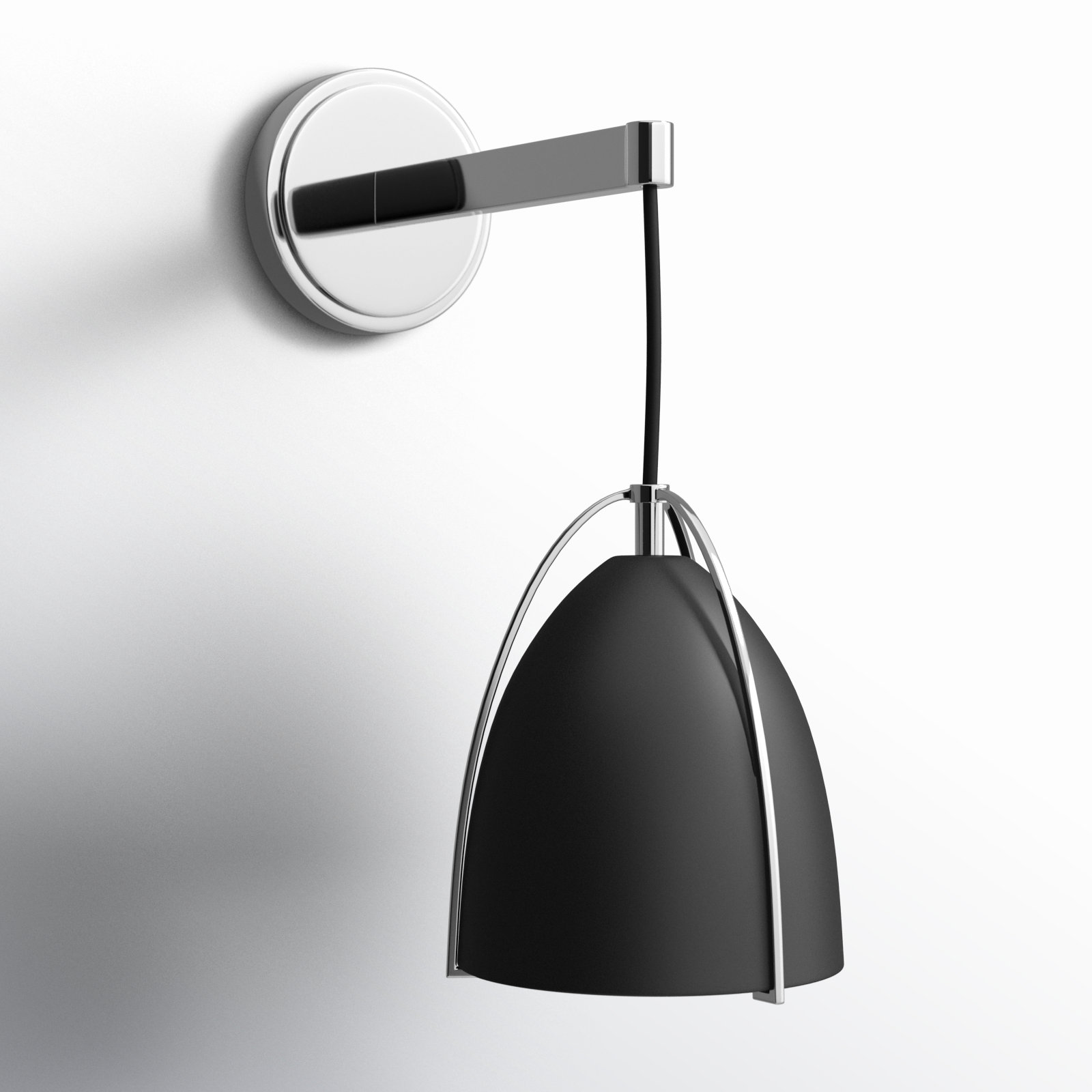 Nikki Single Dimmable Bath Sconce, Chrome, No, Steel Midnight Black 