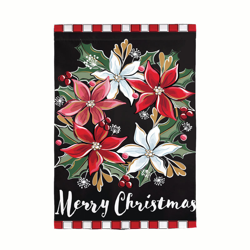 Couronne de poinsettia appliques drapeau de jardin