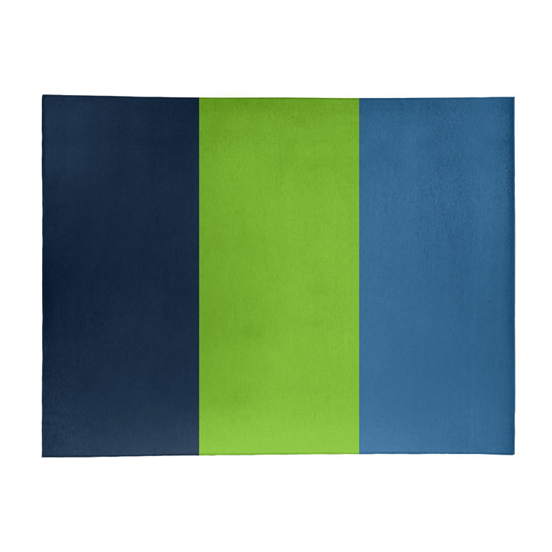 Tapis à rayures bleu anthracite/vert aurora/bleu lake, Rectangle 5 pi x 7 pi