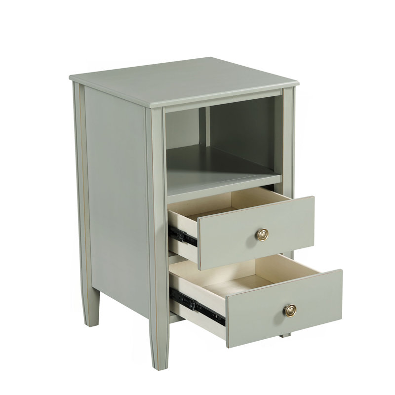 Winston 2-Drawer Storage Nightstand, Antique Gray