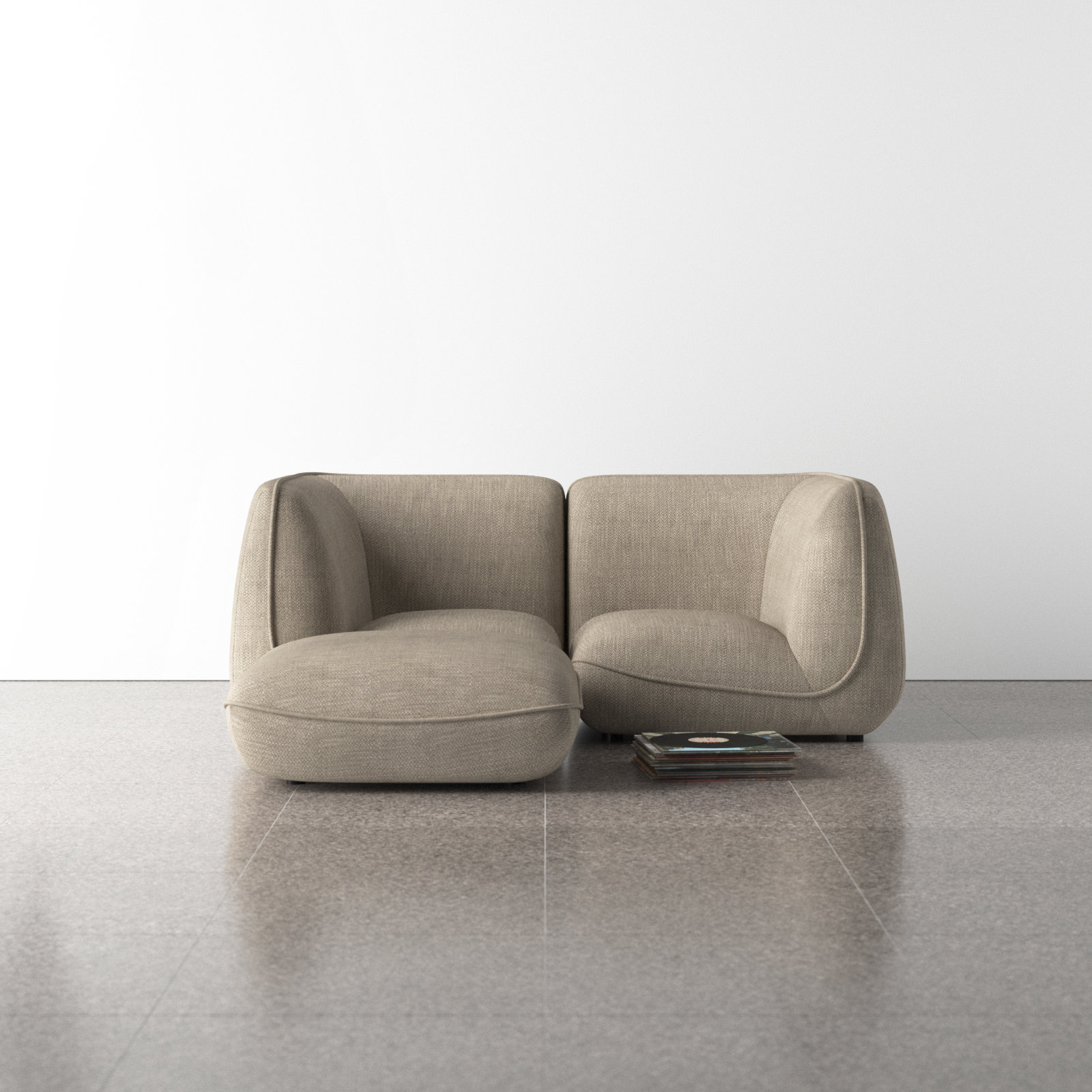 Douglass Modular Upholstered Reversible L-Sectional, Speckled Pumice Basketweave